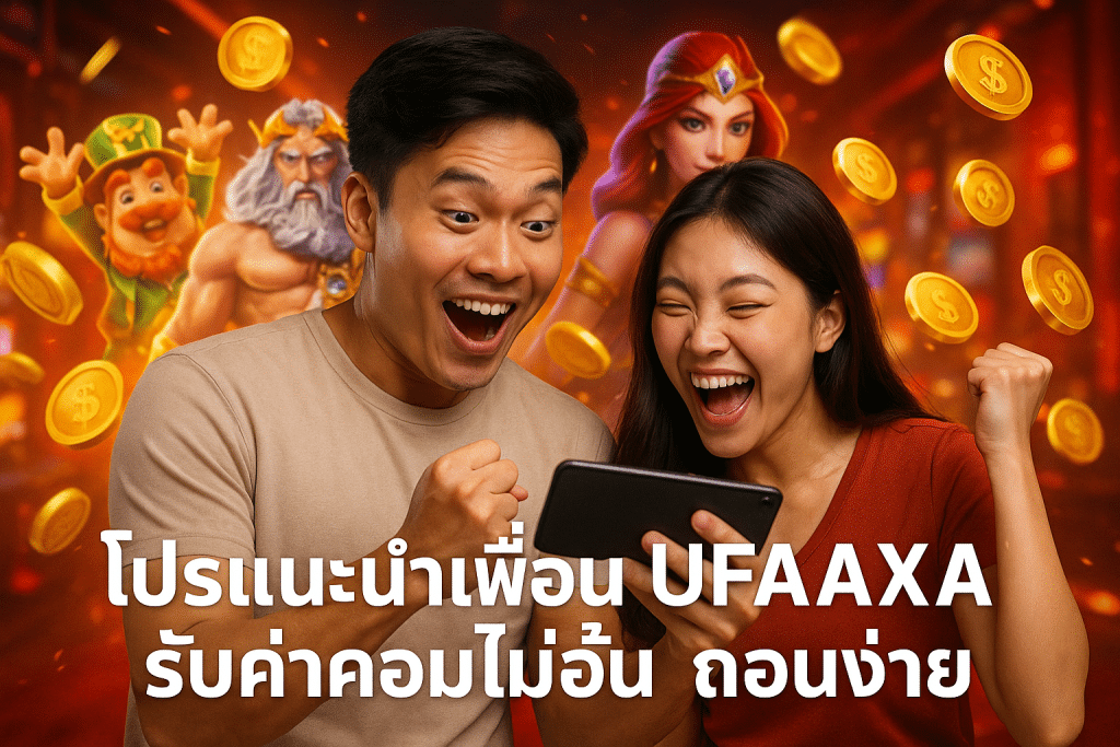 โปรแนะนำเพื่อน UFAAXA รับค่าคอมไม่อั้น ถอนง่าย